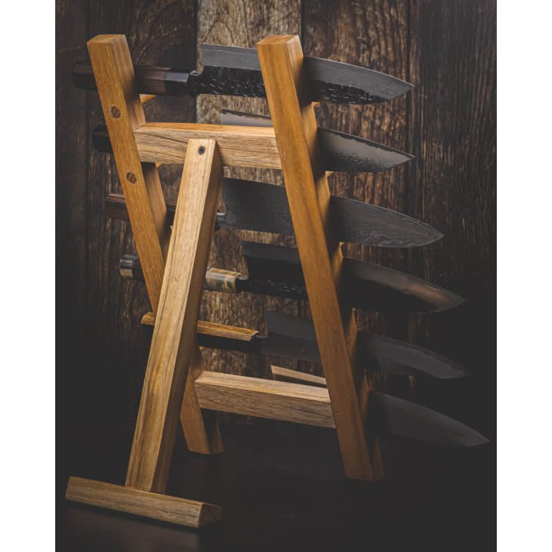 Back view of Wooden Knife Tower Rack Stand